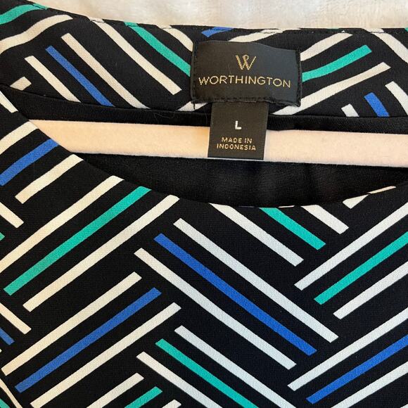 Worthington sleeveless knee length striped dress office work wear sheath dress - Picture 3 of 5